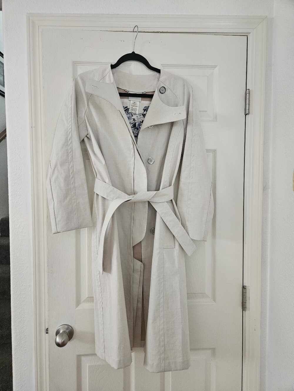 Celine Light CreamTrench Coat with Belt And Pockets Sizr 38 - Picture 6 of 10